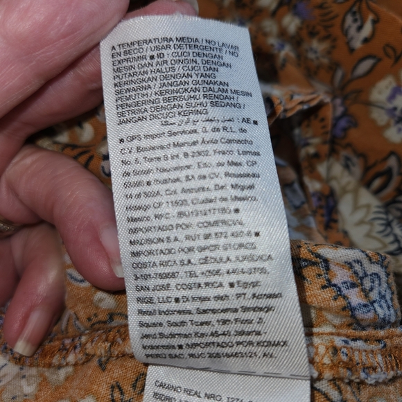 Old Navy Size M Golden Yellow Floral Peasant Top V Neck Boho Cottagecore Tassels - Picture 8 of 9